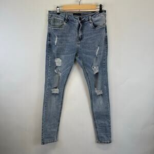 Skinny Fit Light Washed Distressed Skinny High Rise Jeans Womens Size 32